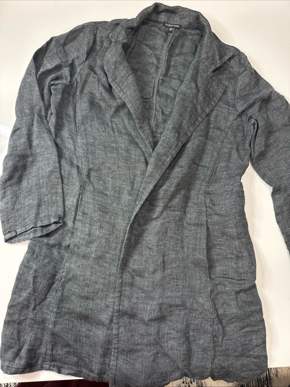 EILEEN FISHER Linen Light Jacket Soft Grey Sz S A050826